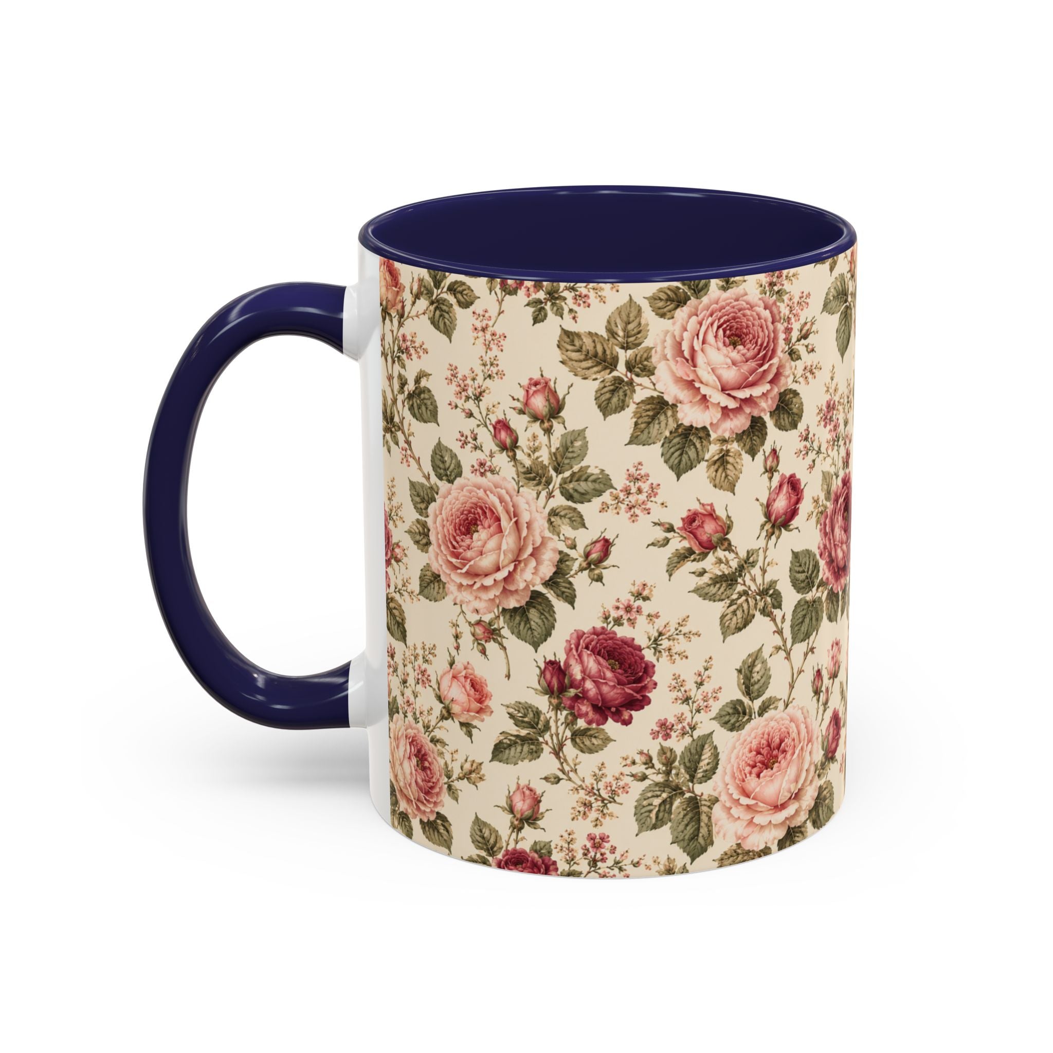 Vintage Rose Accent Coffee Mug – Floral 11/15oz