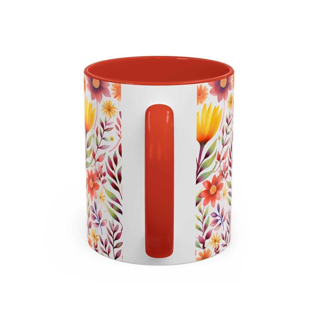 Floral Accent Coffee Mug – Colorful Watercolor Garden Design (11/15oz)