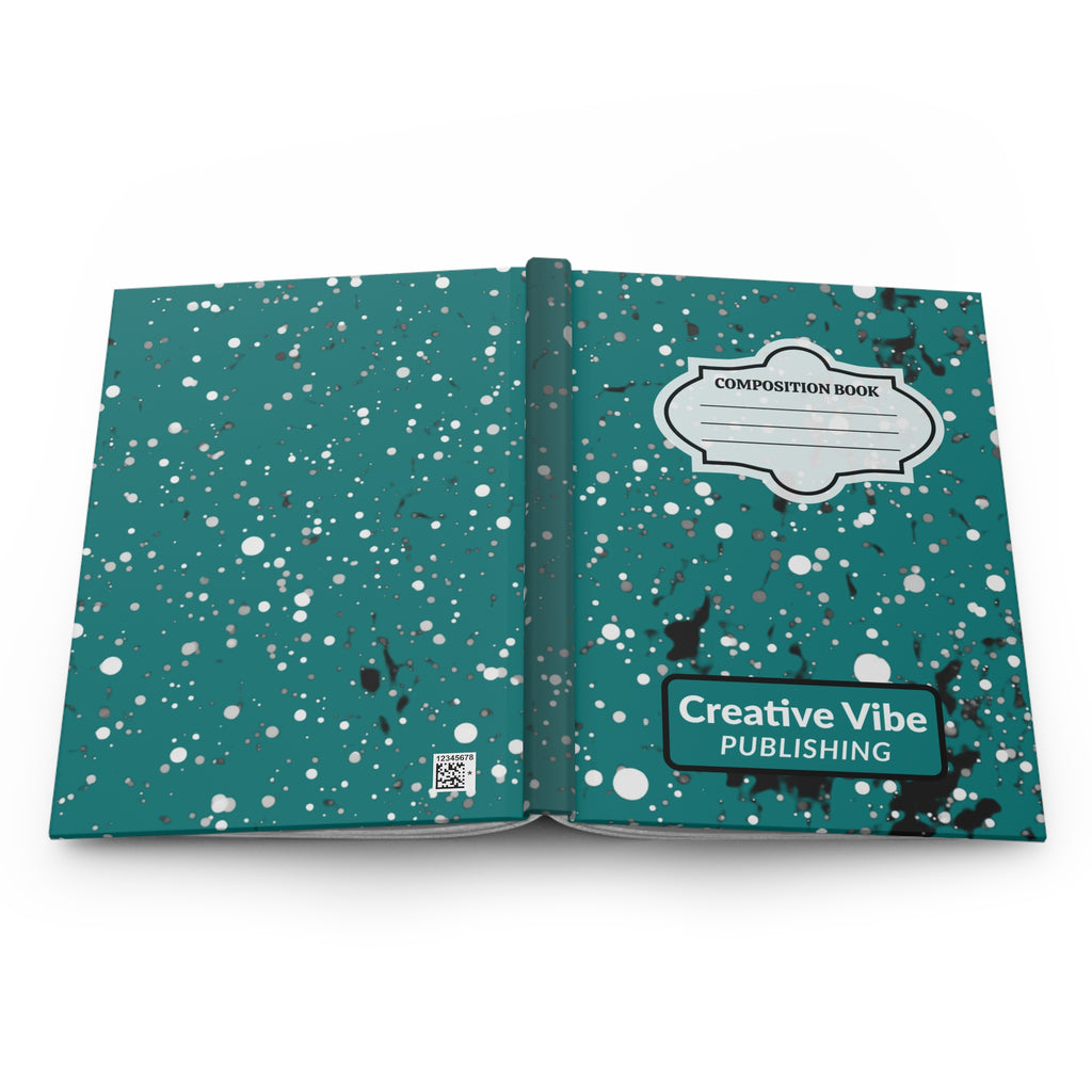 Hardcover Journal — Teal Splatter Composition Book with “Creative Vibe Publishing”