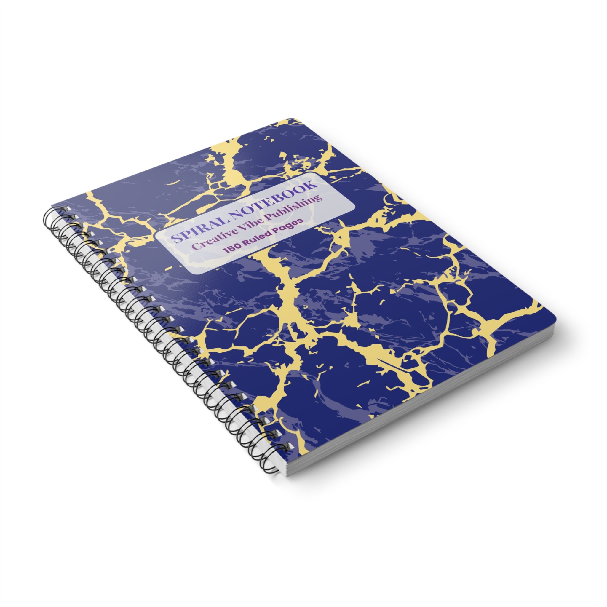 Marbled Navy & Gold Spiral Notebook — A5 Ruled Journal (150 Pages)