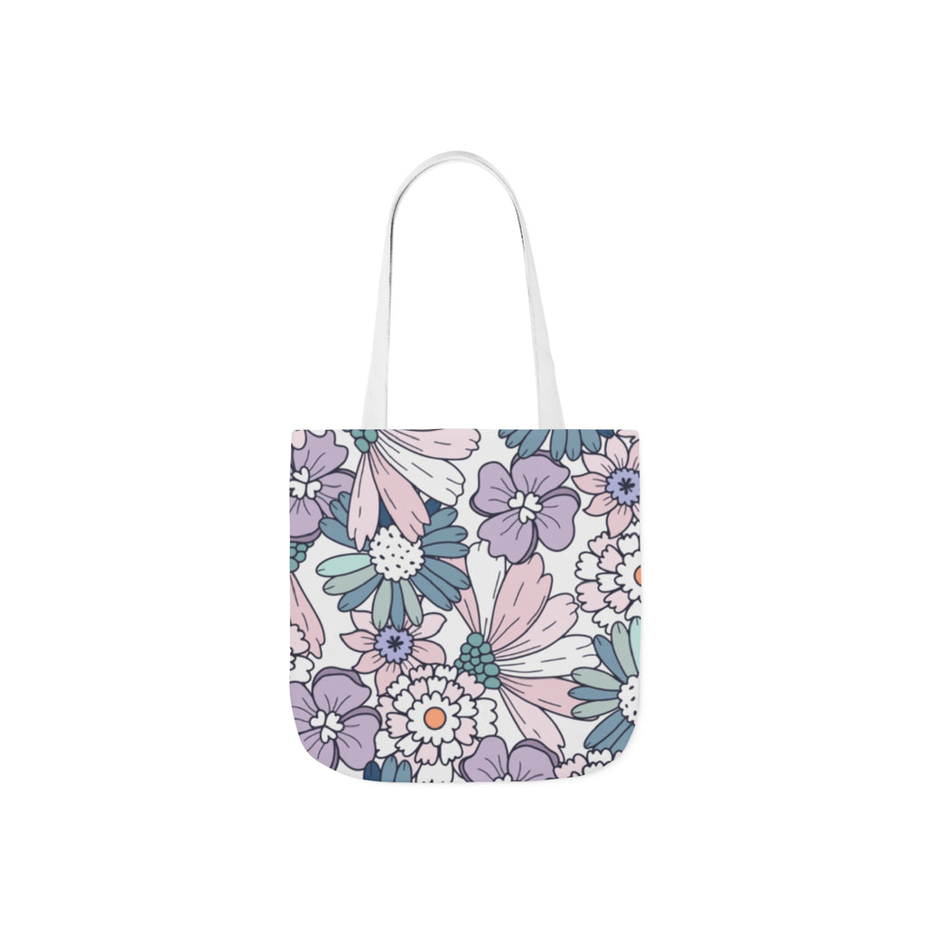 Floral Canvas Tote Bag — Pastel Daisy Garden Print