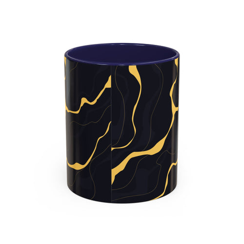 Black & Gold Marble Accent Coffee Mug — 11/15oz