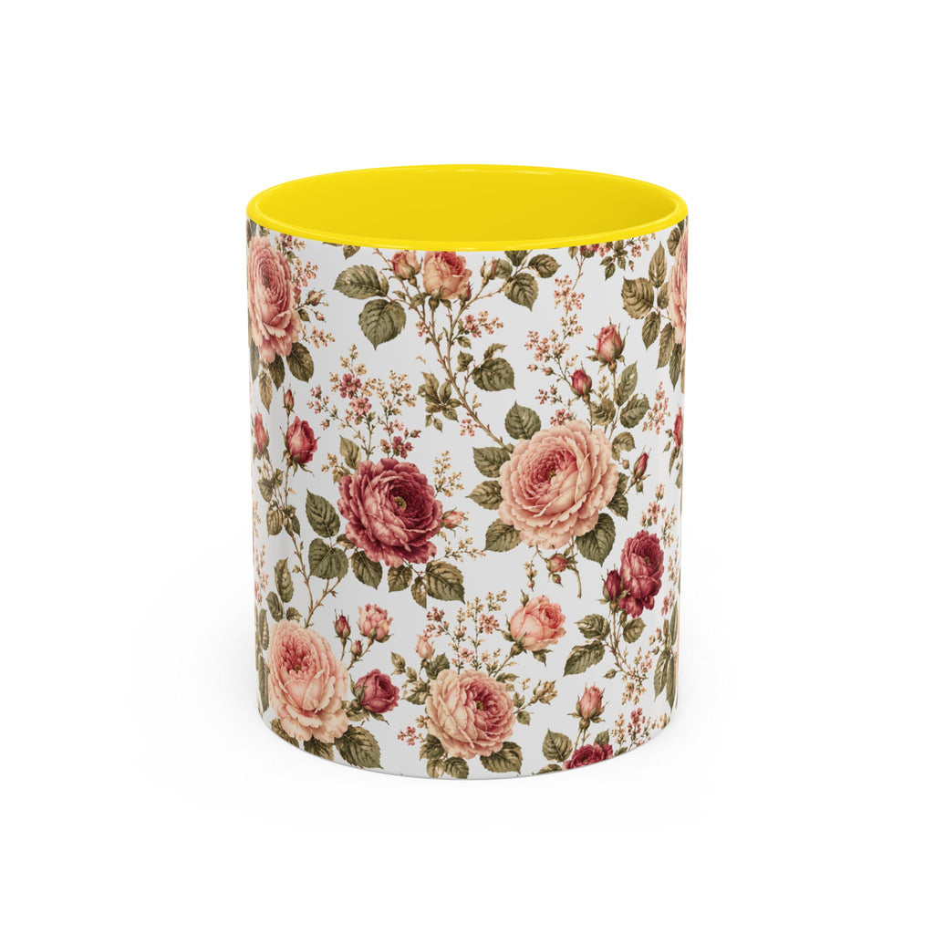 Vintage Rose Accent Coffee Mug — Floral Tea & Coffee Cup (11/15oz)