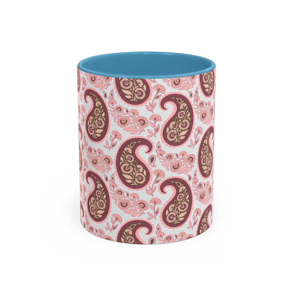 Pink Paisley Accent Coffee Mug — Decorative Floral Pattern 11/15oz