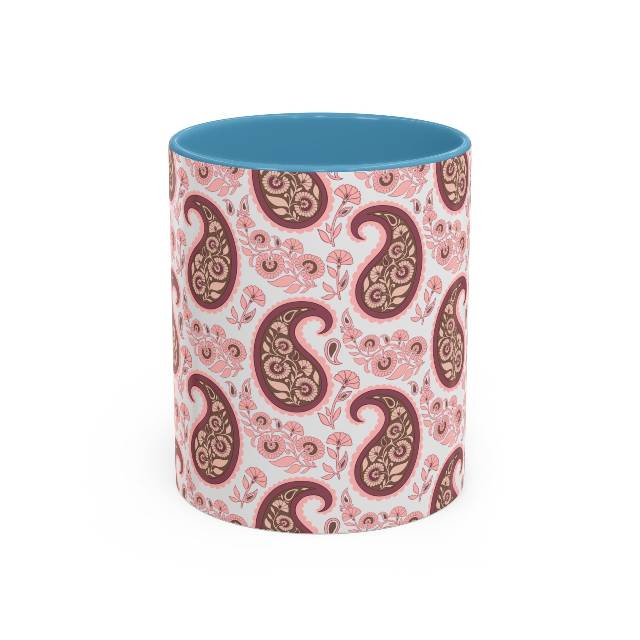 Pink Paisley Accent Coffee Mug — Decorative Floral Pattern 11/15oz