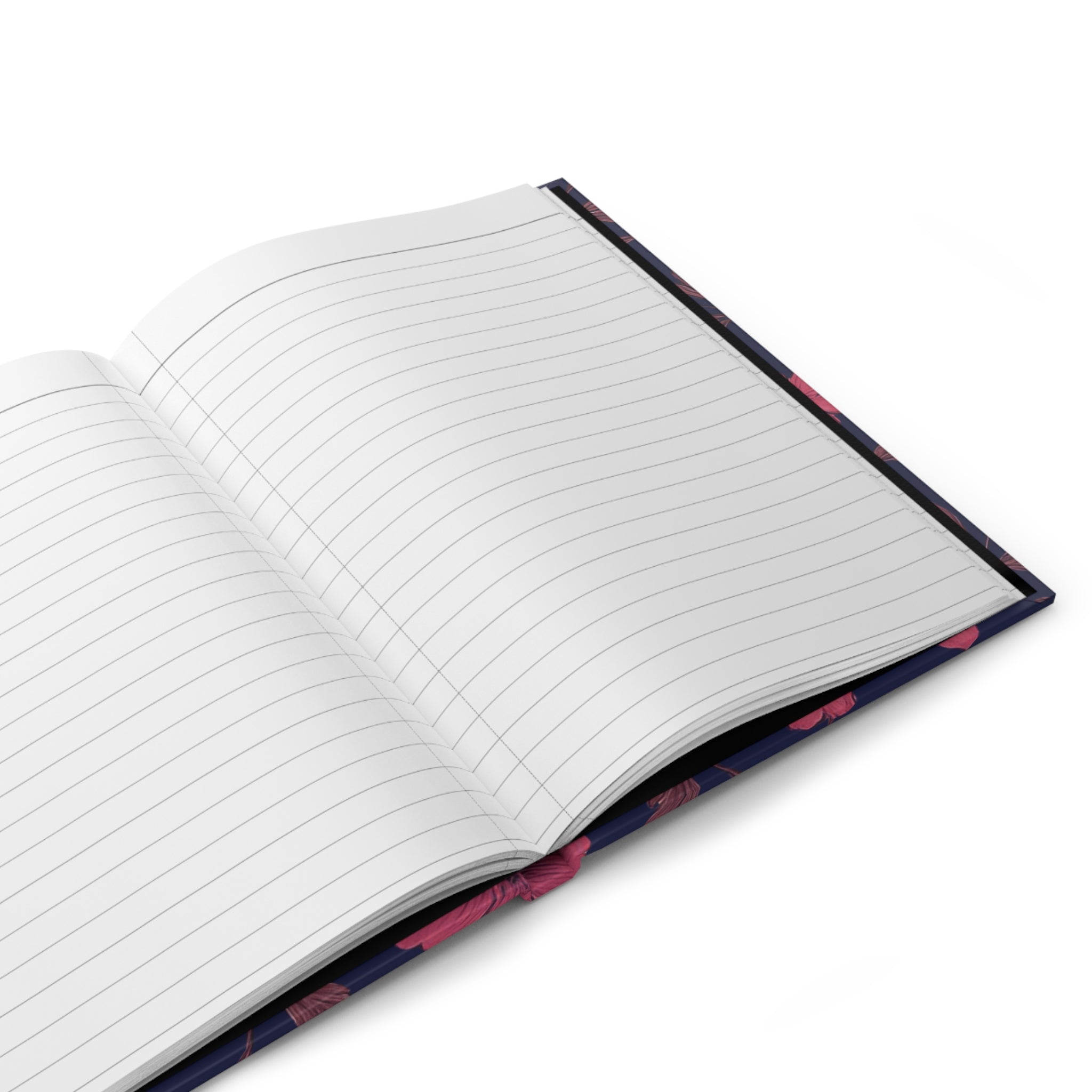 Floral Hardcover Journal — Pink Blooms on Navy Matte