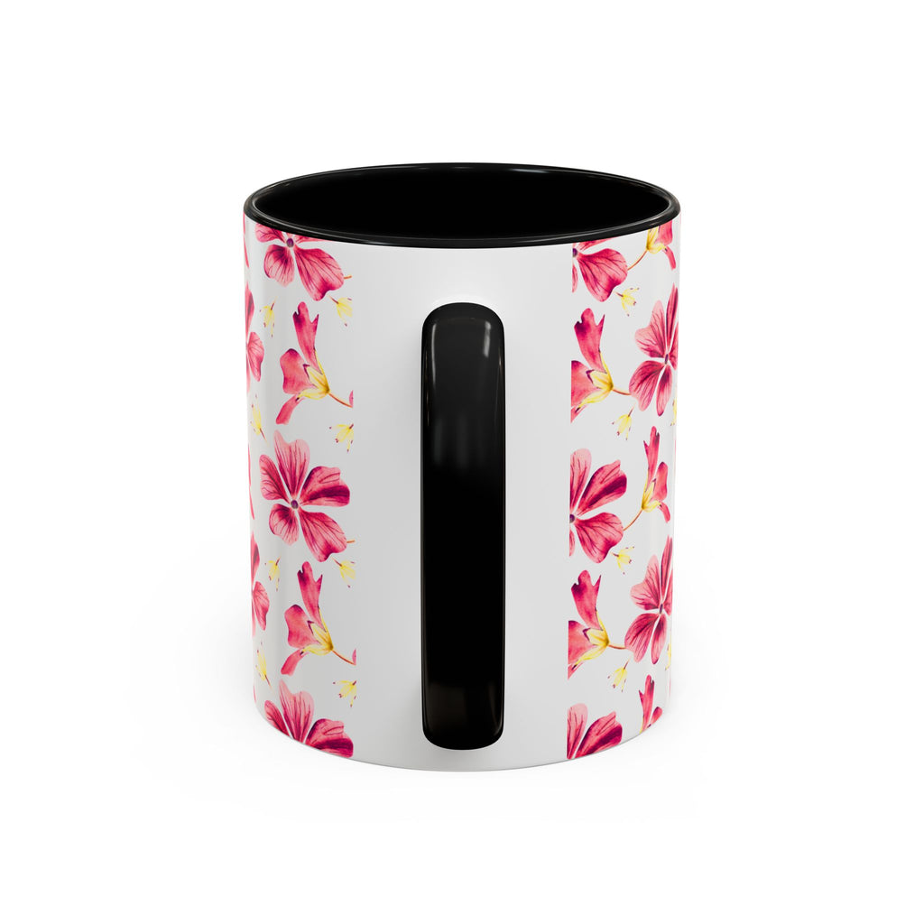 Pink Floral Accent Coffee Mug – Watercolor Hibiscus Pattern (11/15 oz)