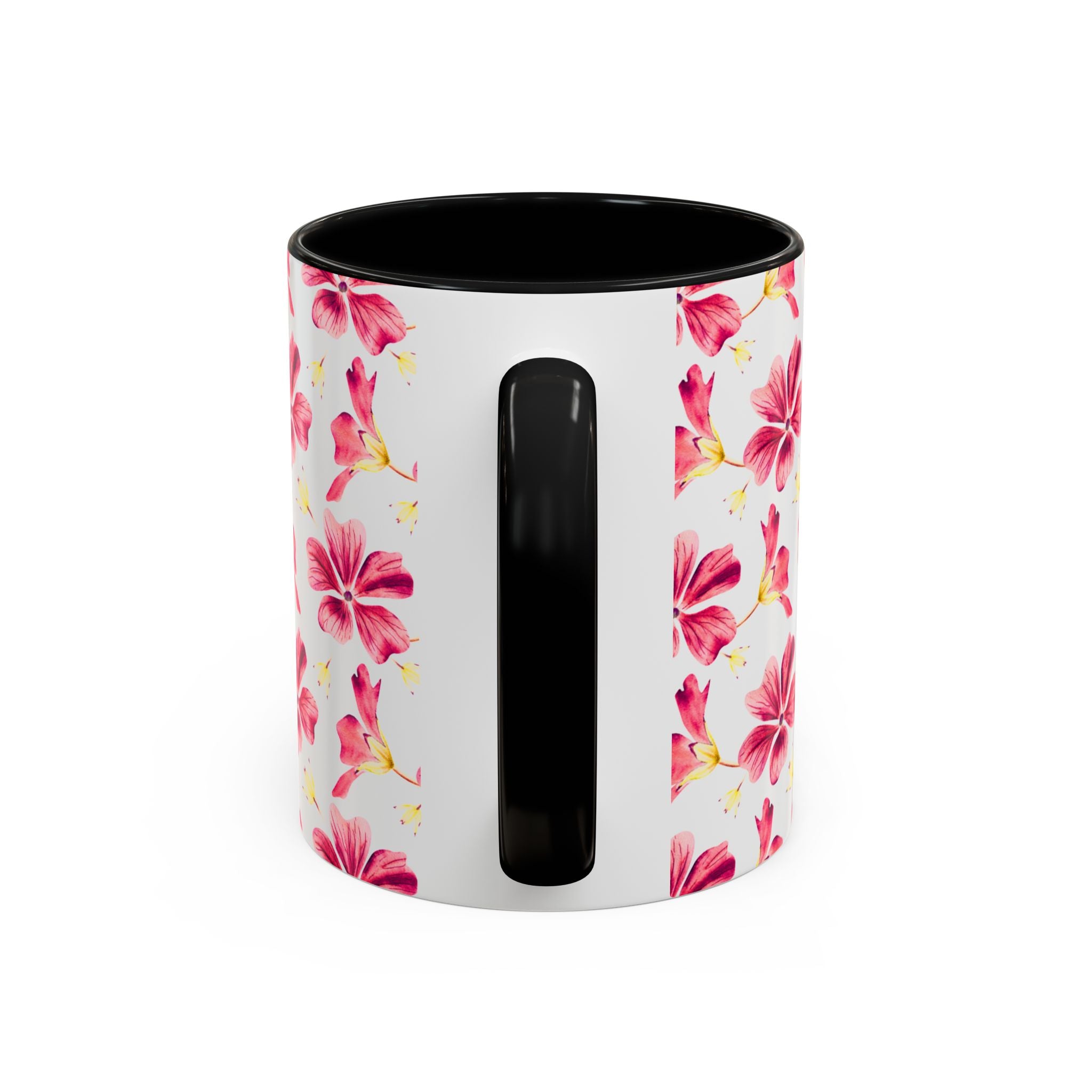 Pink Floral Accent Coffee Mug – Watercolor Hibiscus Pattern (11/15 oz)