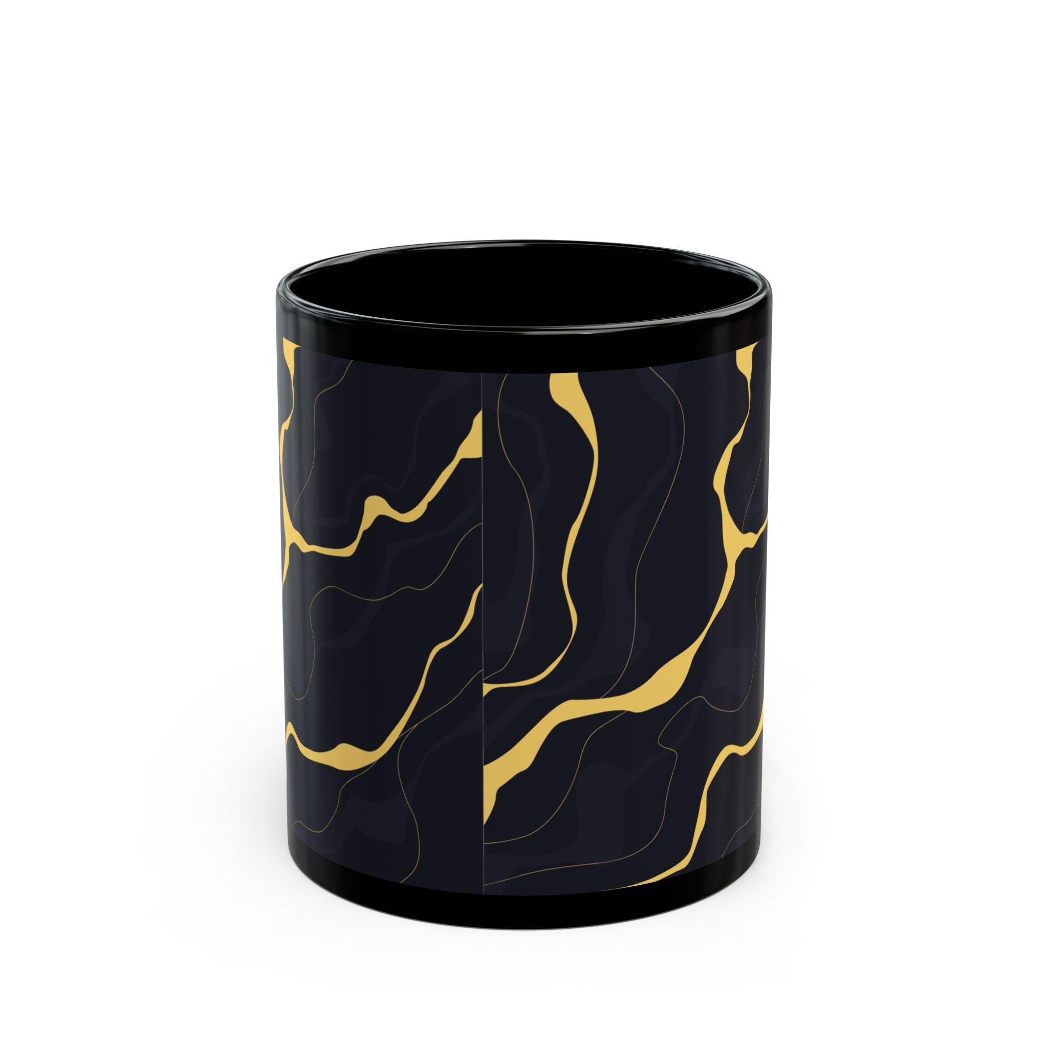 Black Marble Accent Mug — Elegant Gold Vein Ceramic Coffee Cup (11oz/15oz)