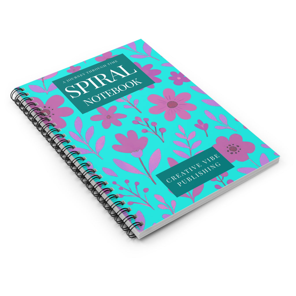 Floral Spiral Notebook — Ruled Journal with "SPIRAL NOTEBOOK" Cover