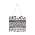 Boho Geometric Shoulder Tote - Tribal Black & White Pattern Canvas Bag