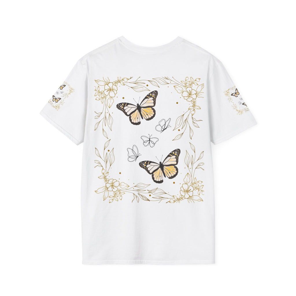 Butterfly Floral Tee — Yellow Monarch Nature Graphic T-Shirt