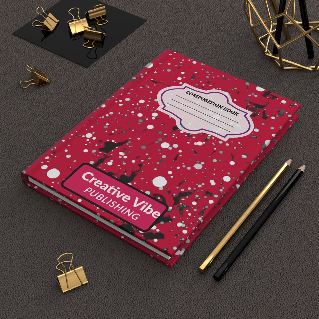 Composition Book Hardcover Journal — Red Splatter Creative Vibe Notebook