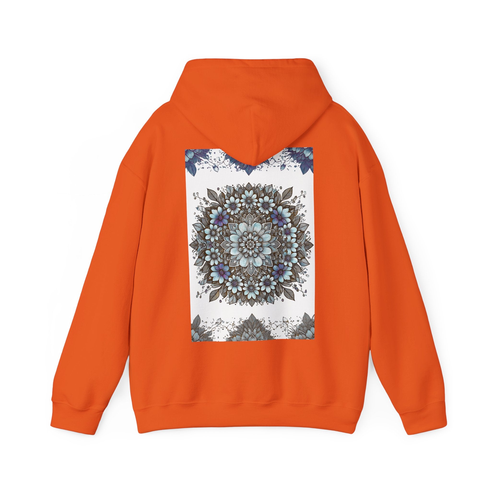 Floral Mandala Hoodie — Blue Botanical Symmetry Pullover