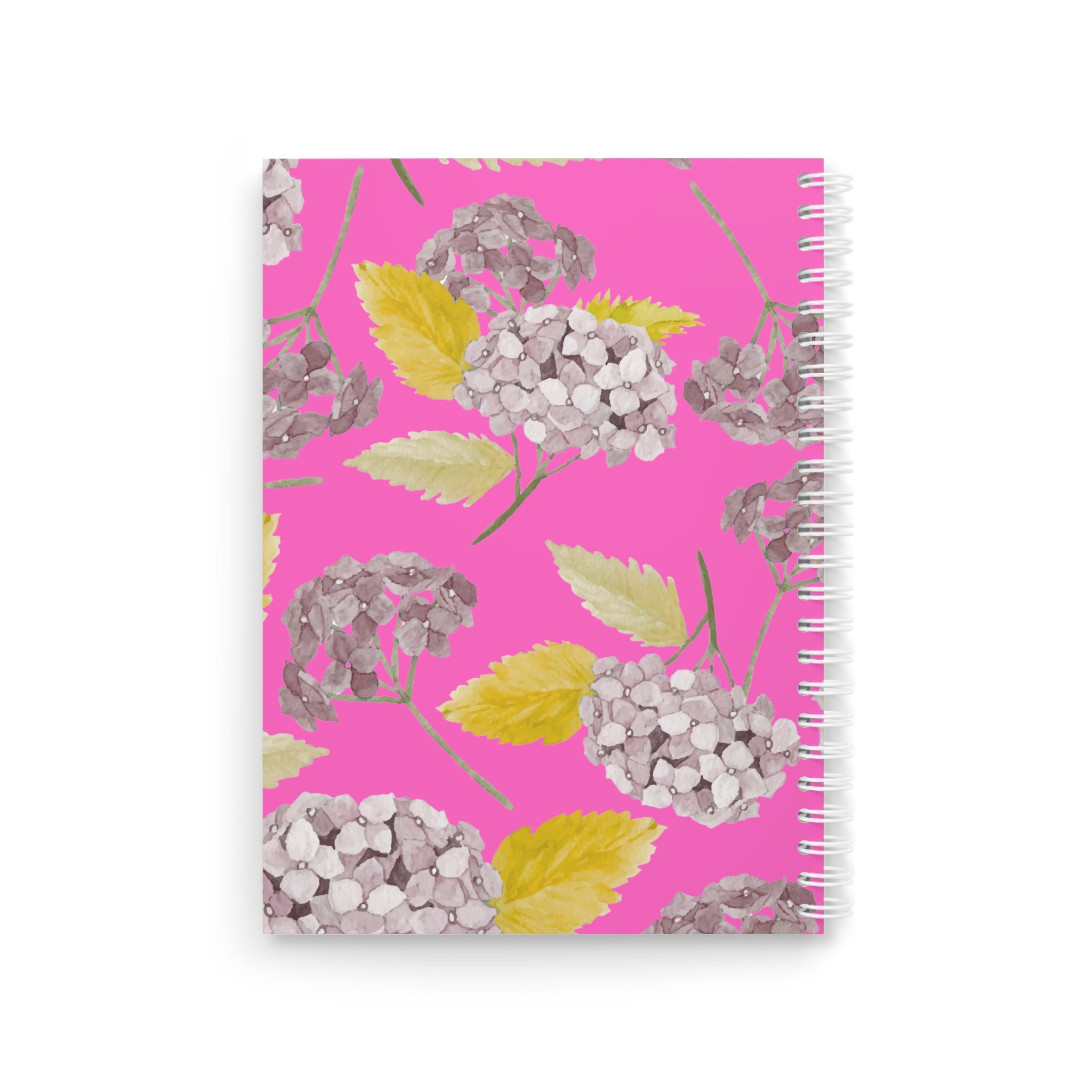 Floral Spiral Notebook — Pink Hydrangea Journal with ‘Learn, Repeat, Master’ Motivational Cover