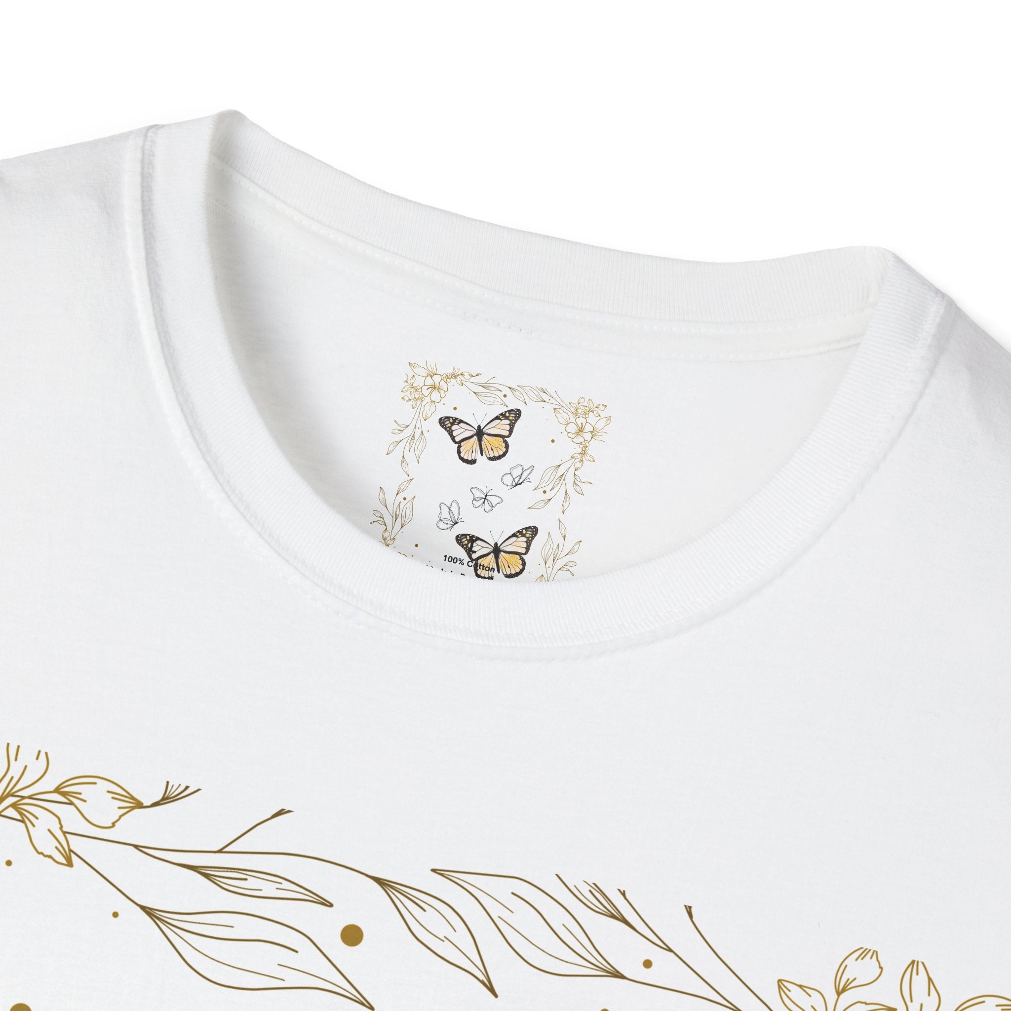 Butterfly Floral Tee — Yellow Monarch Nature Graphic T-Shirt