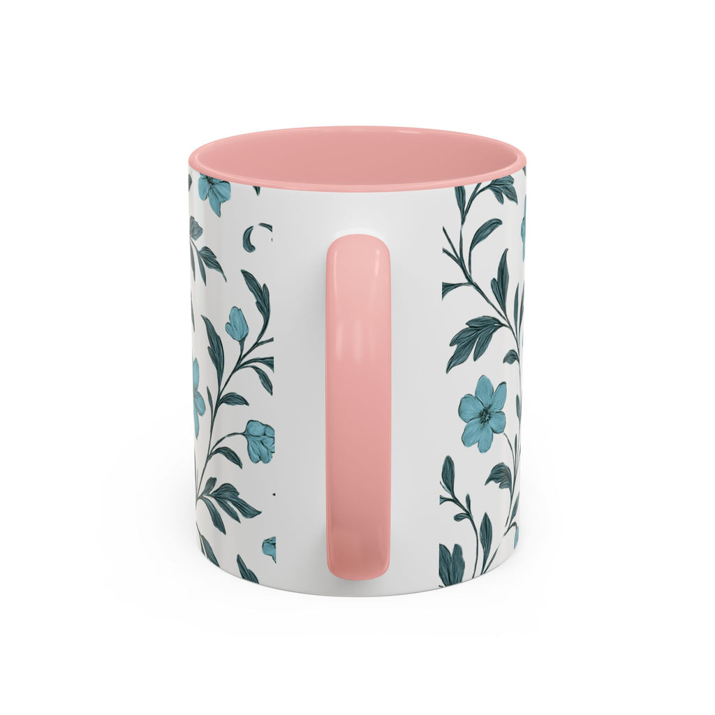 Teal Floral Accent Coffee Mug (11/15oz) – Ceramic Tea & Coffee Cup
