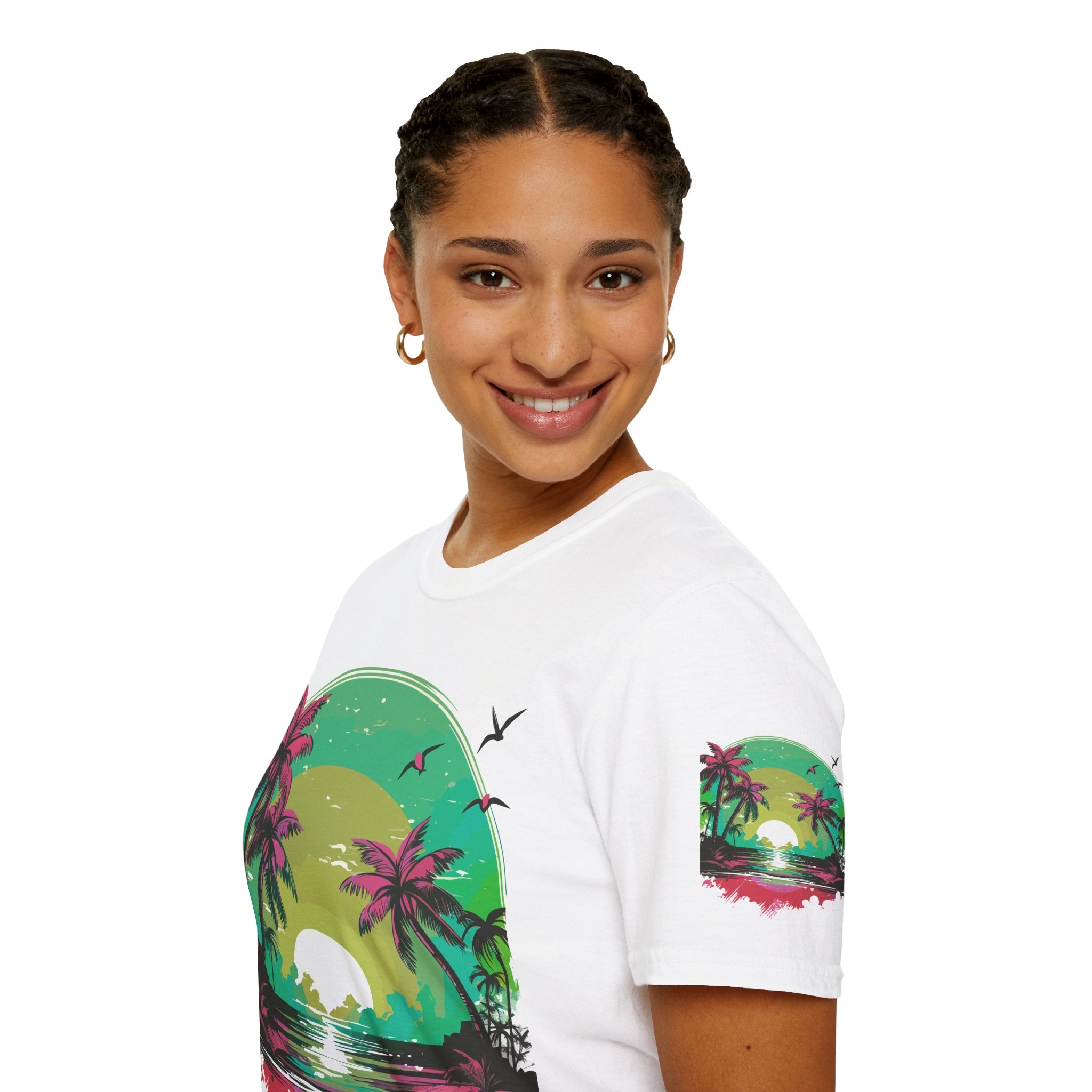 T-Shirt — Tropical Sunset Palm Beach Graphic Tee