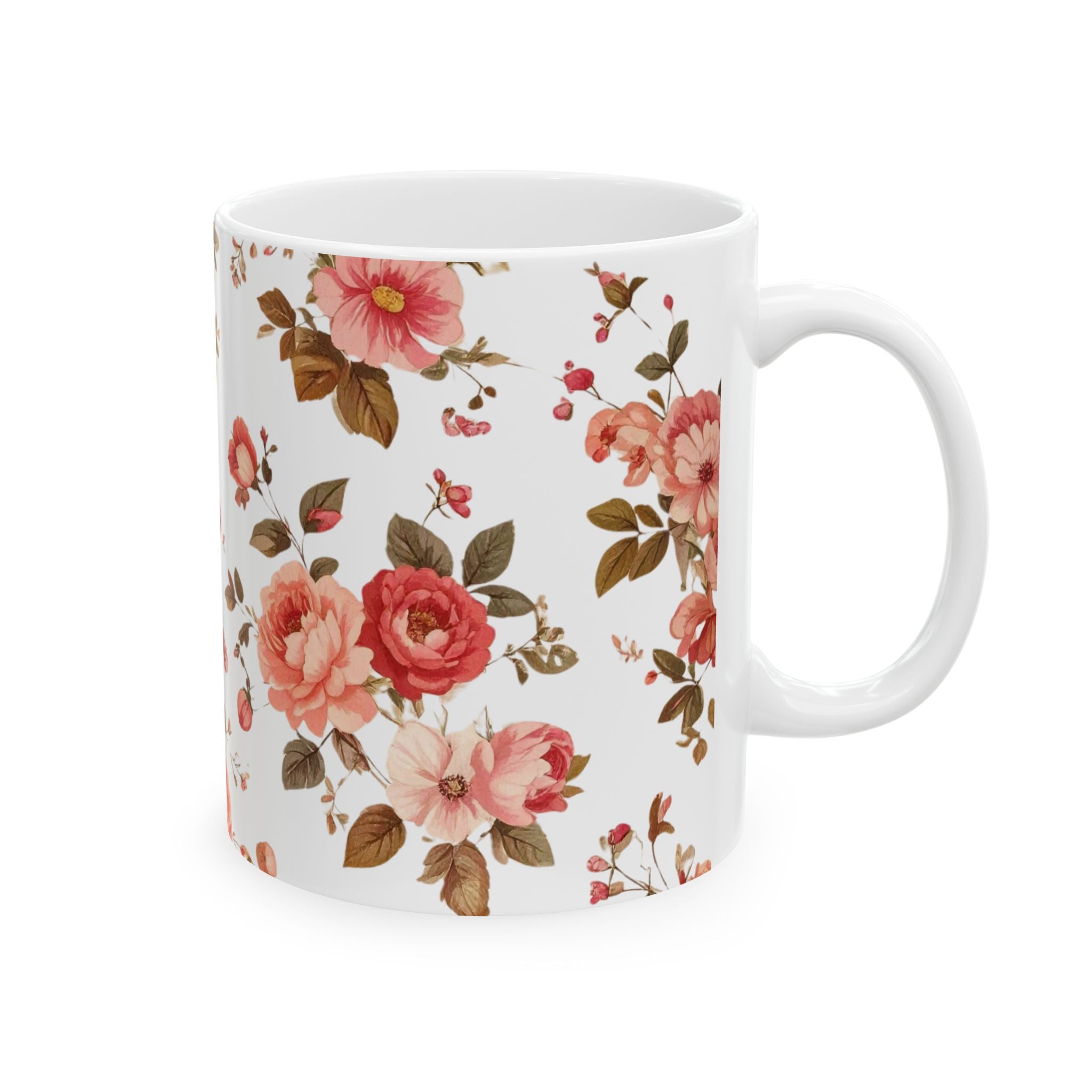 Floral Vintage Rose Ceramic Mug (11oz & 15oz)