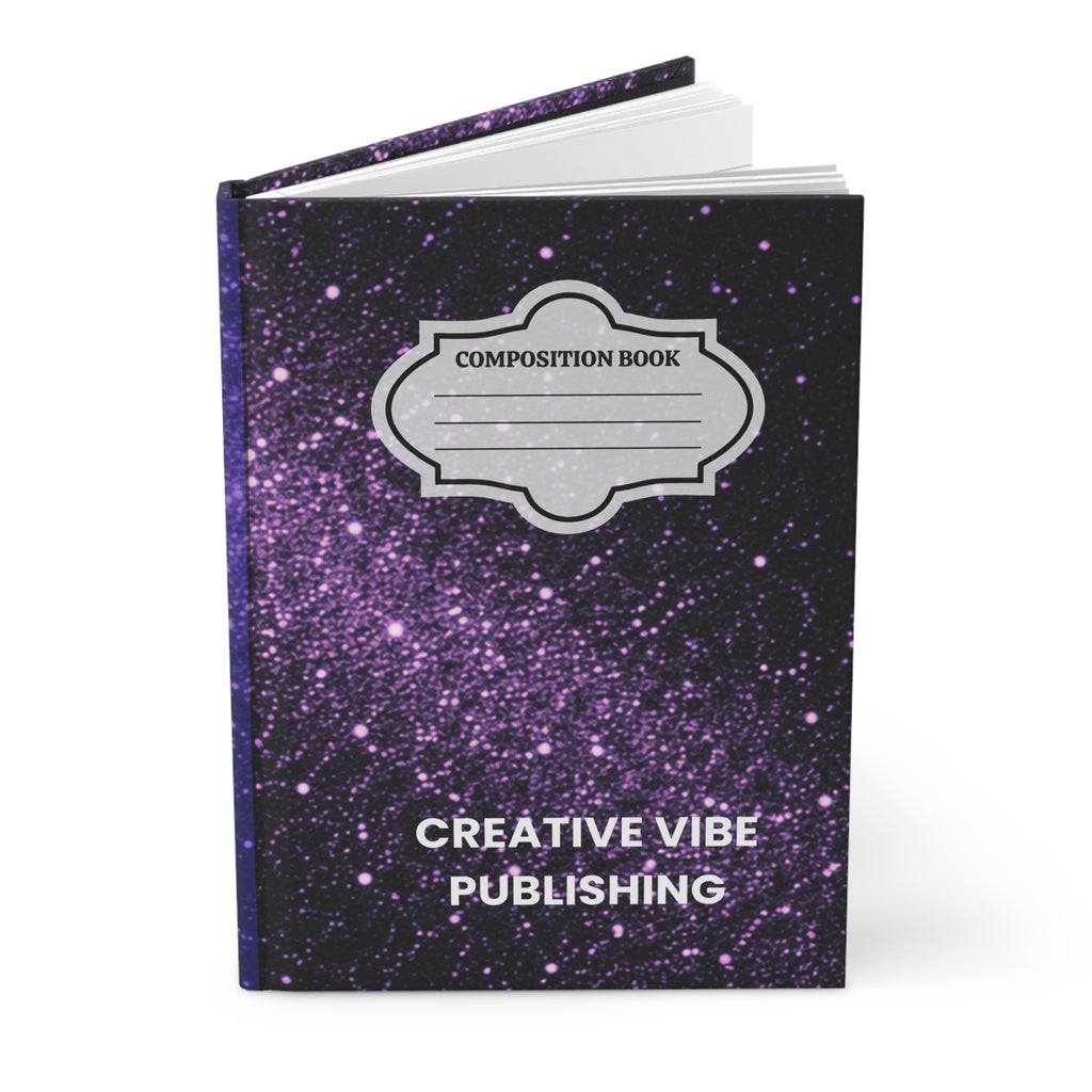 Purple Galaxy Hardcover Journal — "Creative Vibe Publishing" Composition Book