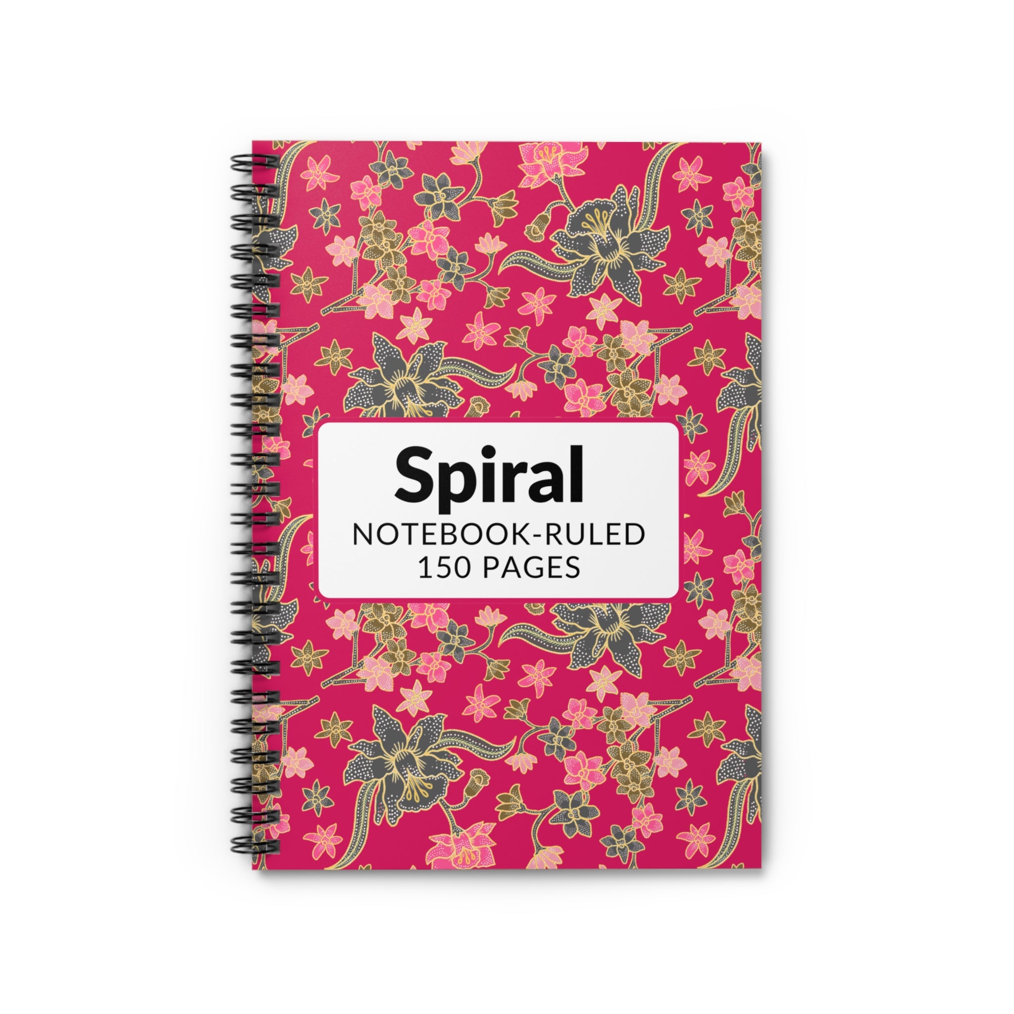 Floral Spiral Notebook — Pink Vintage Blossom Ruled Journal, 150-Page School & Daily Notebook