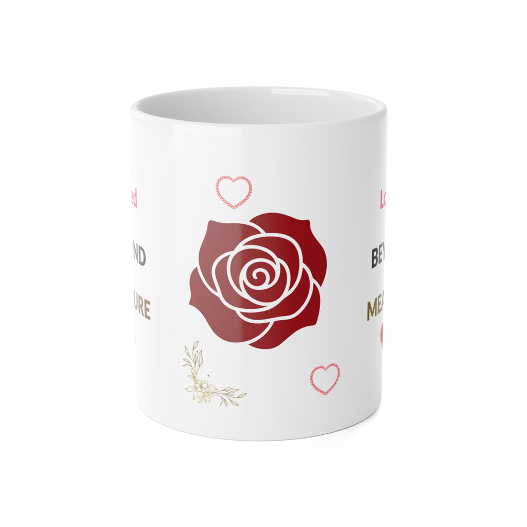 Loved Beyond Measure Ceramic Mug – Romantic Rose & Heart Coffee Cup (11 oz)