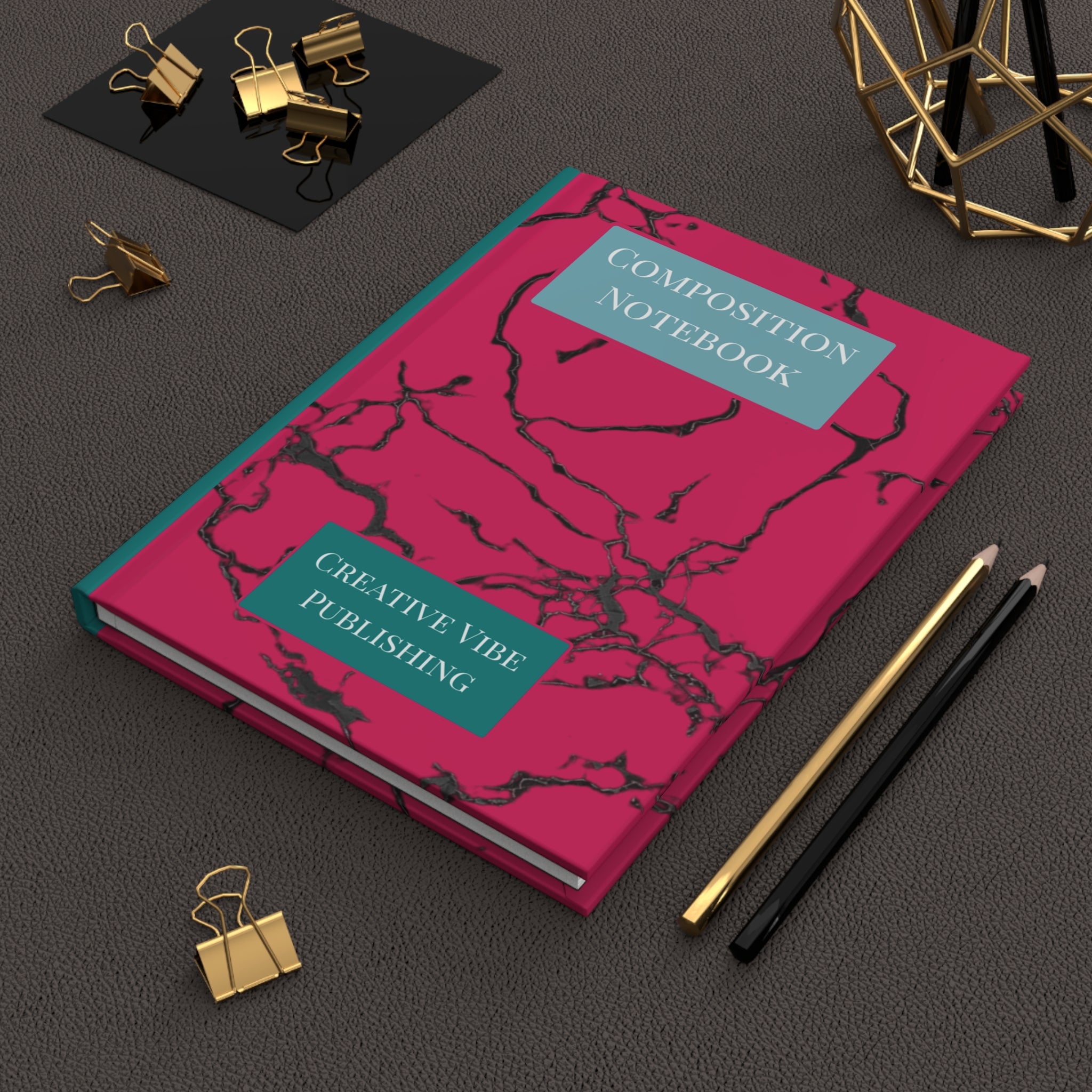 Composition Notebook Hardcover Journal — Pink Marble "Creative Vibe Publishing"