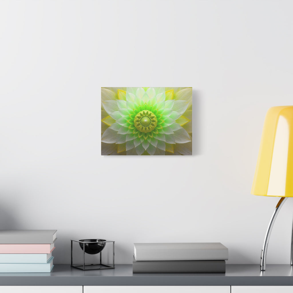 Green Lotus Mandala Canvas Wall Art — Stretched Matte Floral Decor