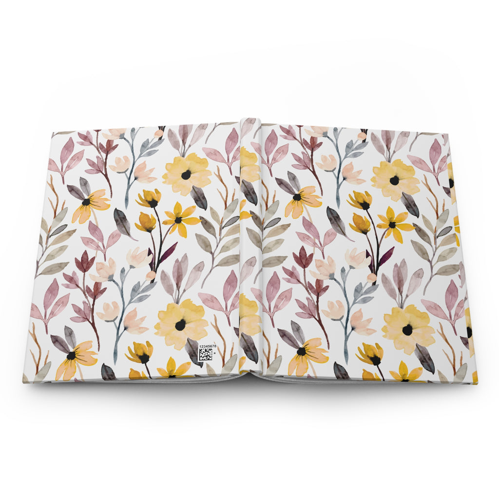Floral Watercolor Hardcover Journal – Yellow & Blush Botanical Notebook