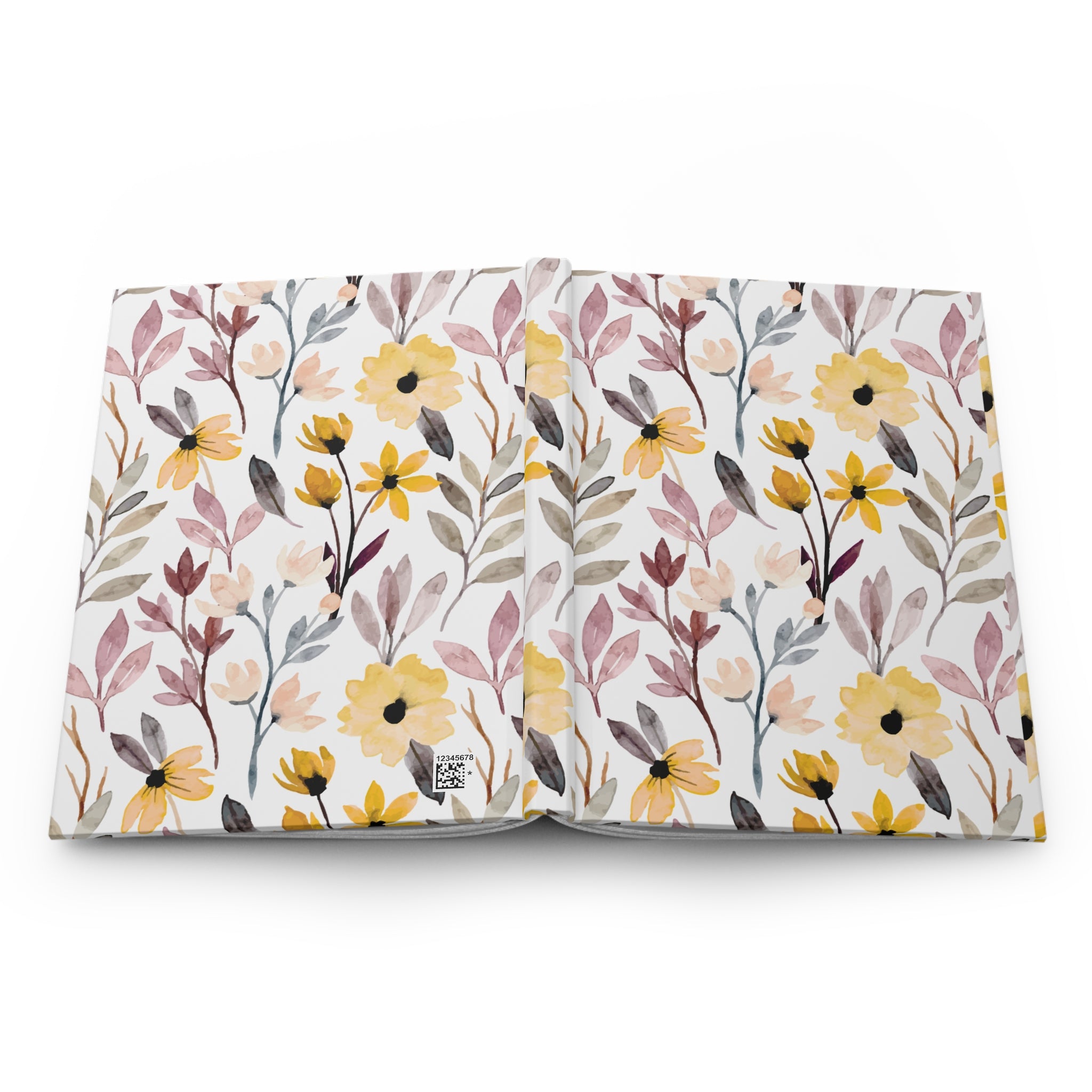 Floral Watercolor Hardcover Journal – Yellow & Blush Botanical Notebook