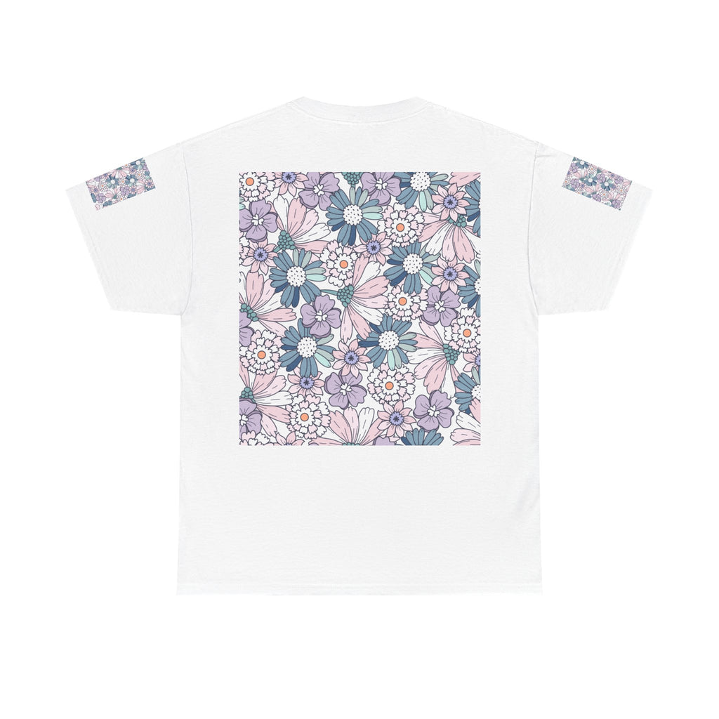 Floral Pattern T-Shirt — Pastel Daisy Square Print Tee