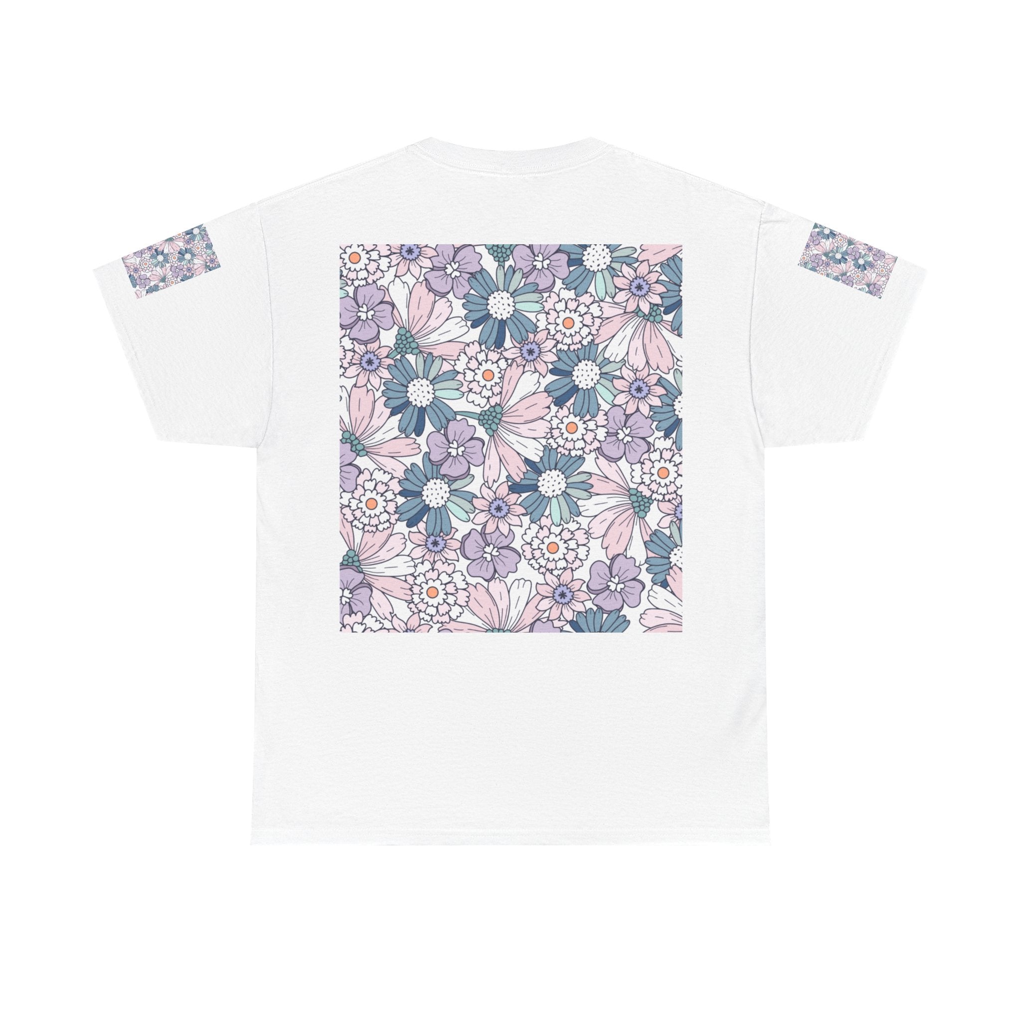 Floral Pattern T-Shirt — Pastel Daisy Square Print Tee