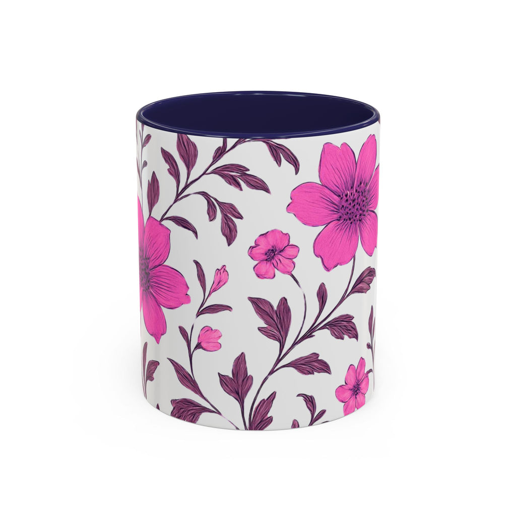 Pink Floral Accent Coffee Mug — 11/15oz
