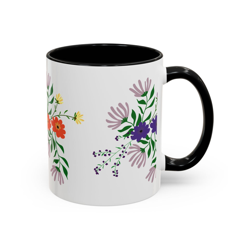 Floral Bouquet Accent Coffee Mug – Colorful Wildflower Design (11/15oz)