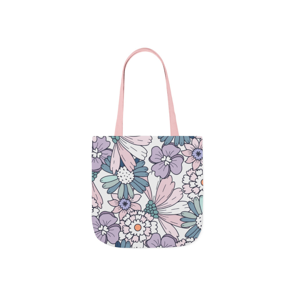 Floral Canvas Tote Bag — Pastel Daisy Garden Print