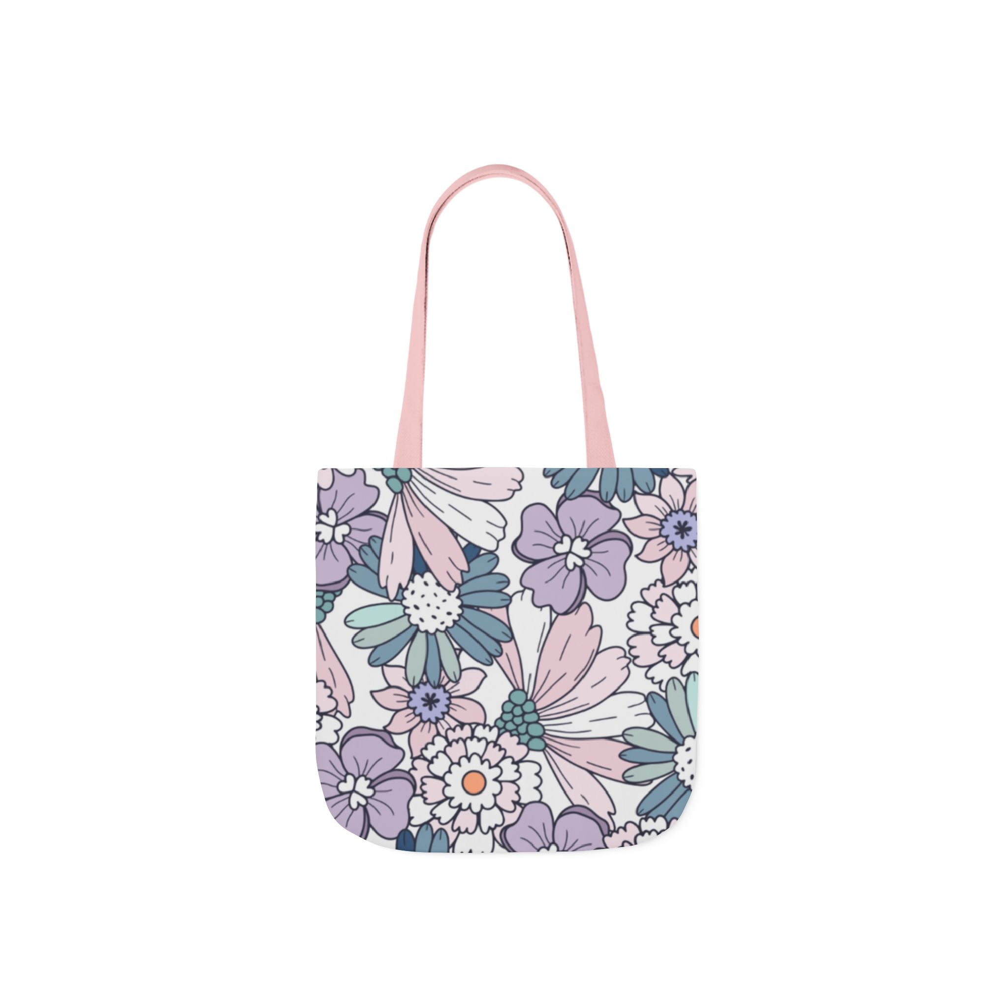 Floral Canvas Tote Bag — Pastel Daisy Garden Print