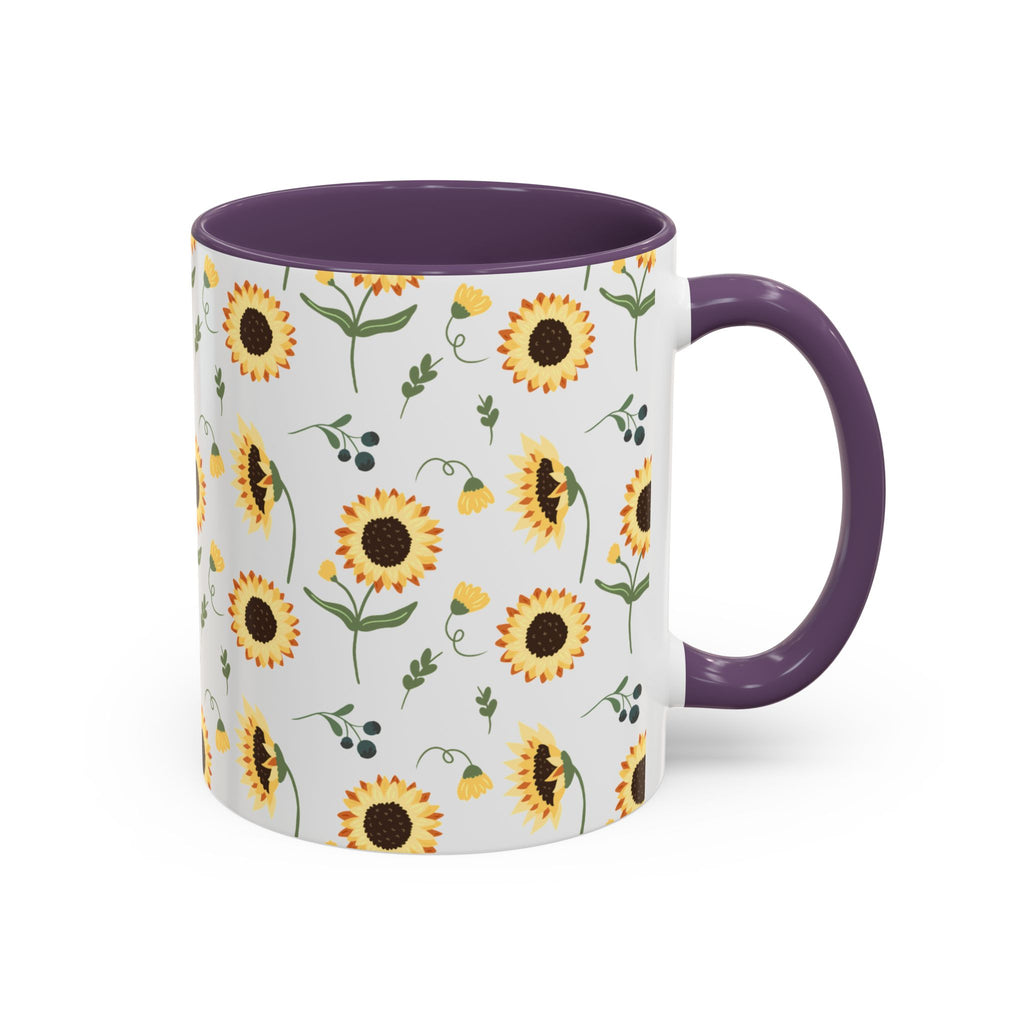 Sunflower Pattern Accent Coffee Mug — 11/15oz Ceramic Mug