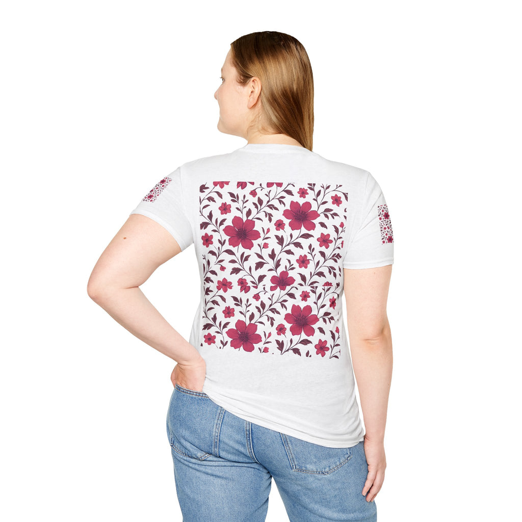 Floral Vine Tee — Pink Bloom Pattern T-Shirt