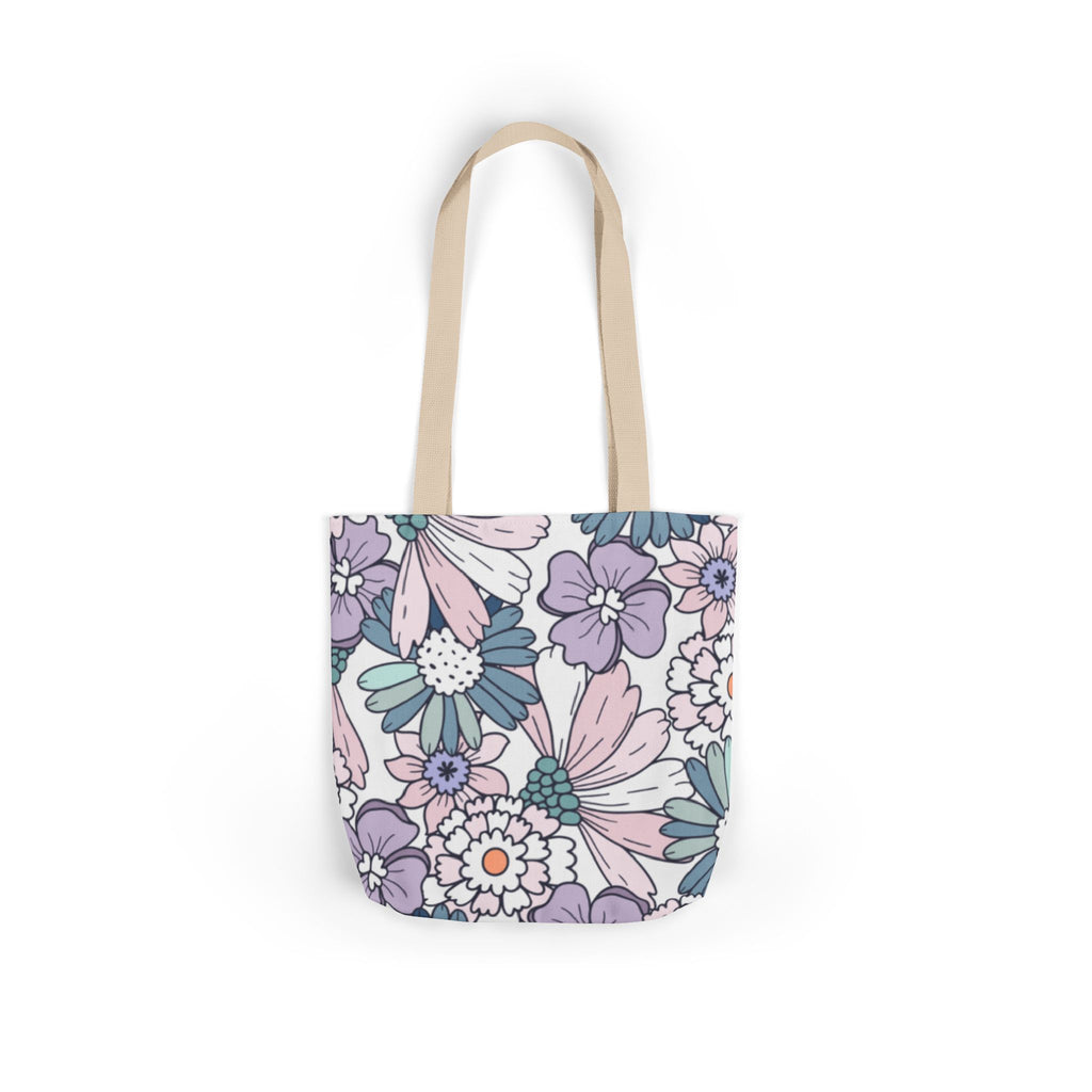 Floral Canvas Tote Bag — Pastel Daisy Garden Print