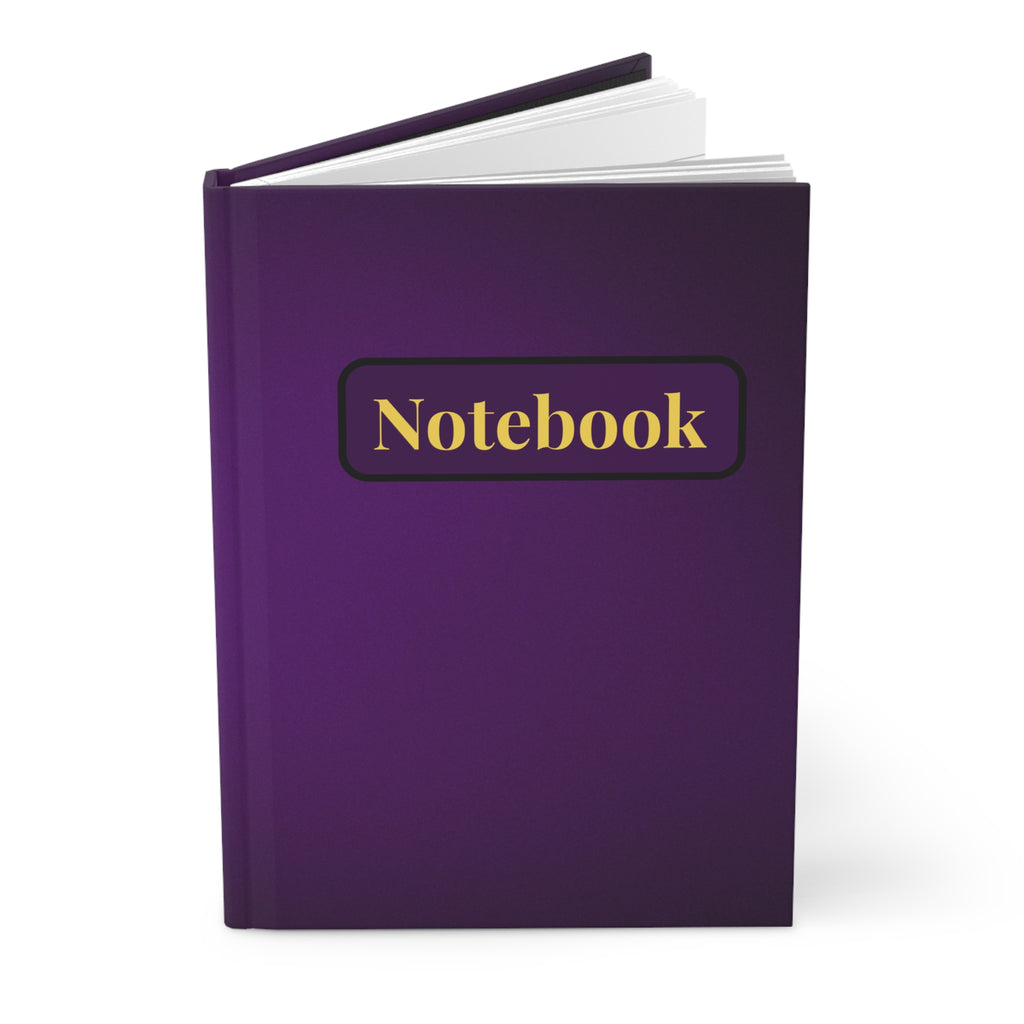 Purple Hardcover Notebook – "Notebook" Gold Label Journal for Notes & Creative Vibes