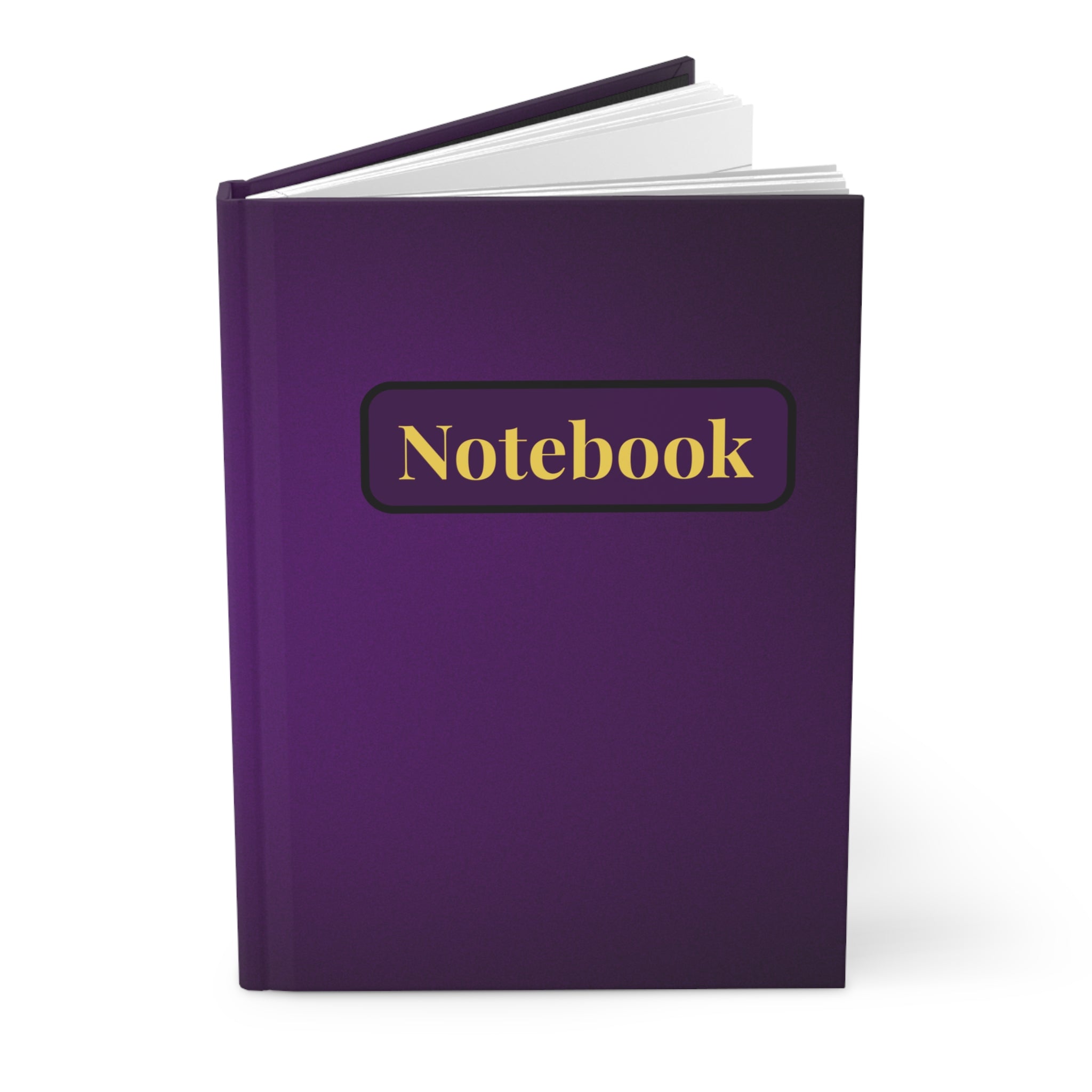 Purple Hardcover Notebook – "Notebook" Gold Label Journal for Notes & Creative Vibes