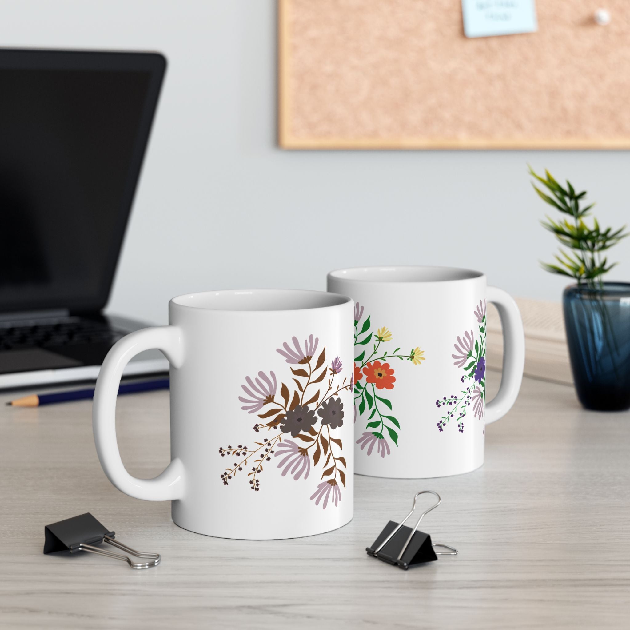 Floral Bouquet Ceramic Mug — Colorful Wildflower Coffee Cup (11oz & 15oz)