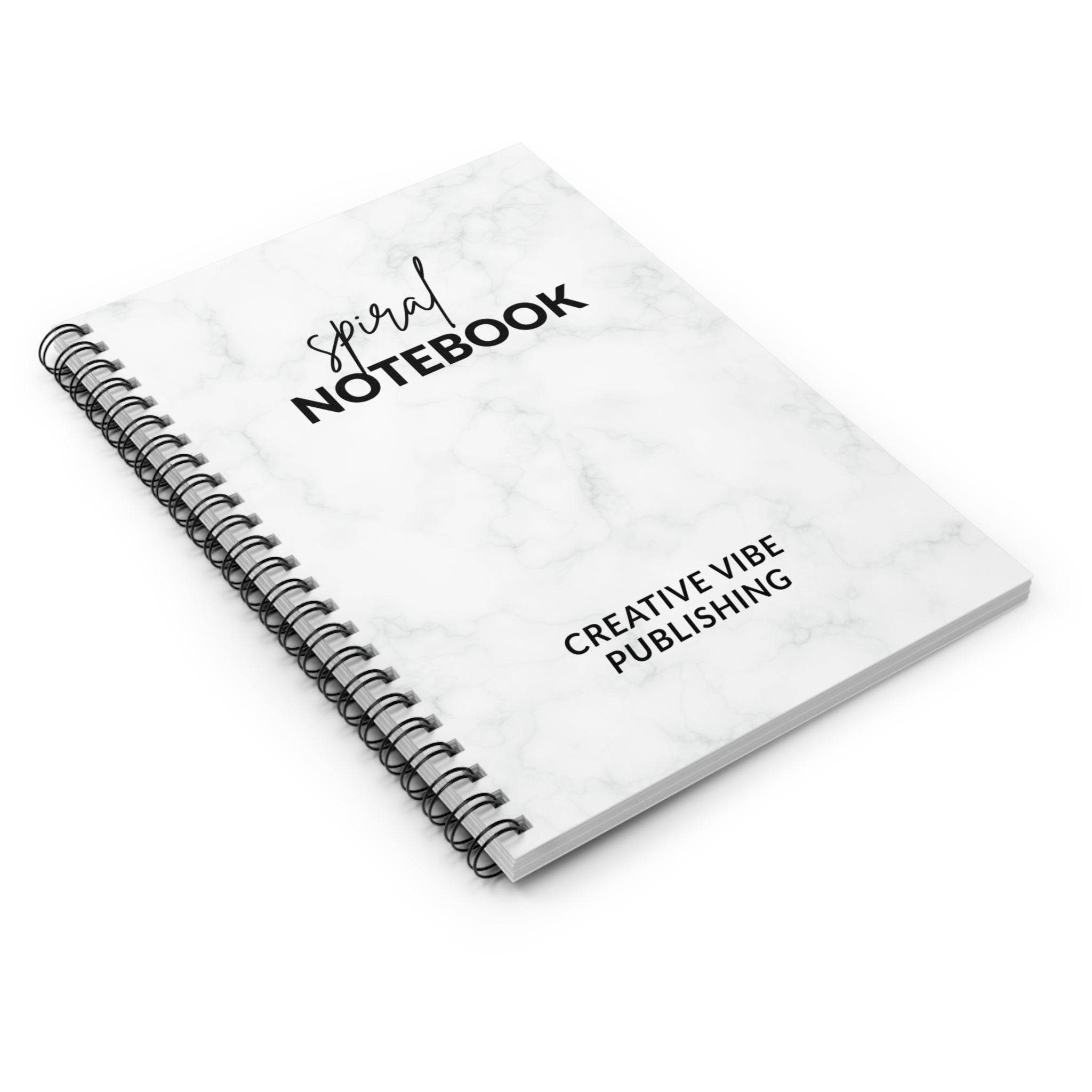 Marble Spiral Notebook — 'Spiral Notebook' Script Cover, Ruled Journal for School & Work
