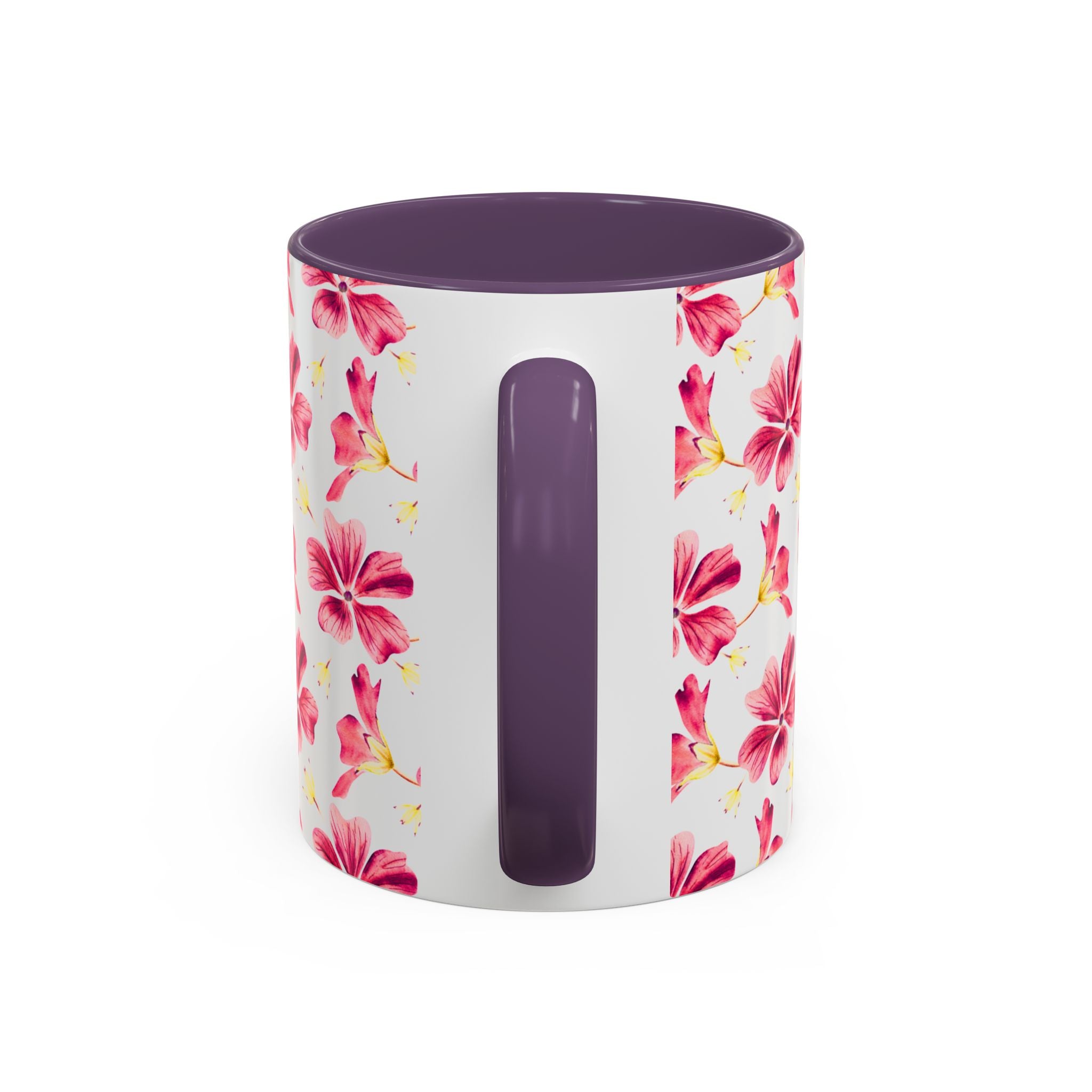 Pink Floral Accent Coffee Mug – Watercolor Hibiscus Pattern (11/15 oz)