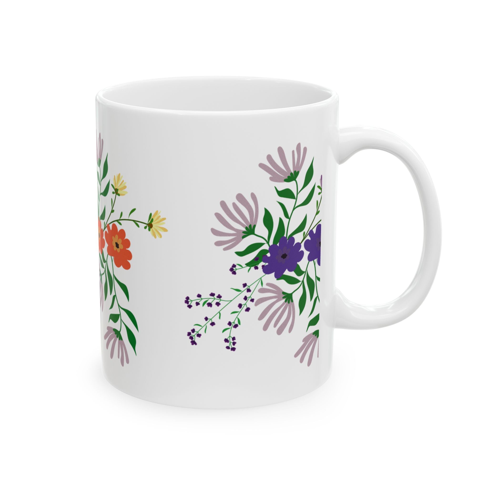 Floral Bouquet Ceramic Mug — Colorful Wildflower Coffee Cup (11oz & 15oz)