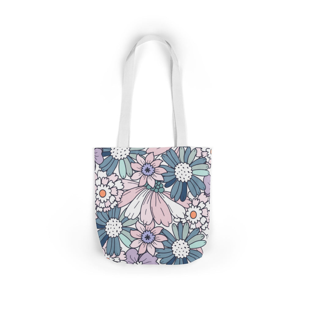Floral Canvas Tote Bag — Pastel Daisy Garden Print