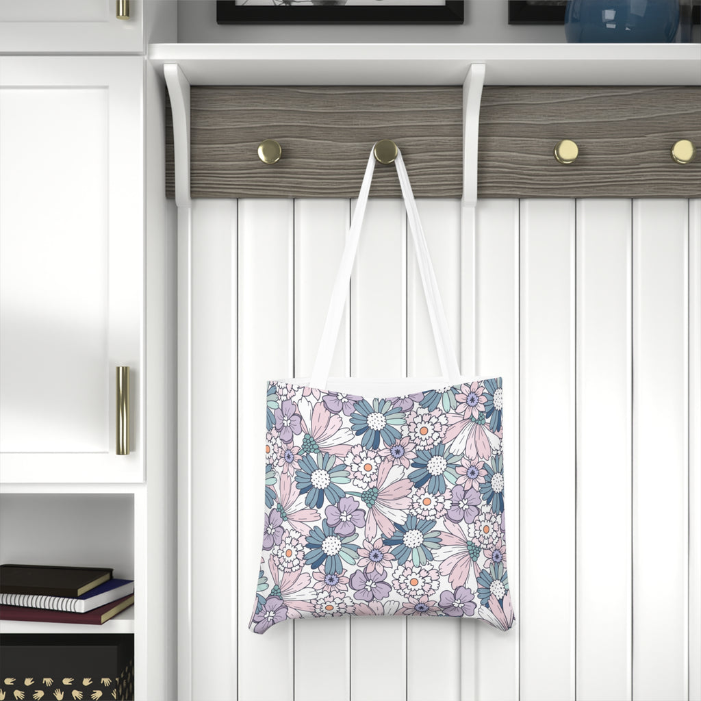 Floral Meadow Shoulder Tote — Pastel Daisy All-Over Print