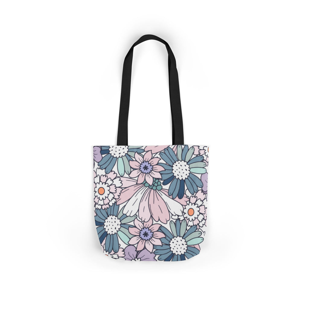 Floral Canvas Tote Bag — Pastel Daisy Garden Print