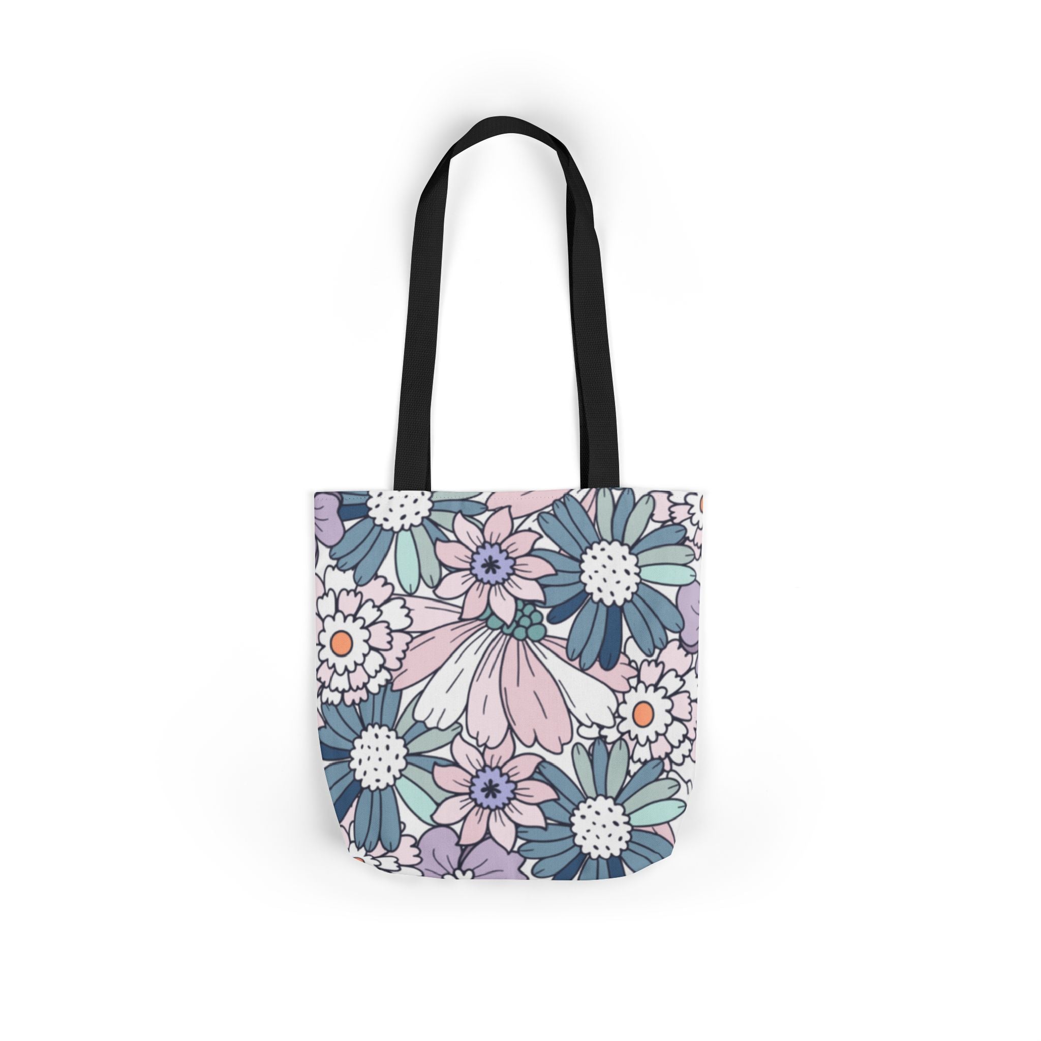 Floral Canvas Tote Bag — Pastel Daisy Garden Print