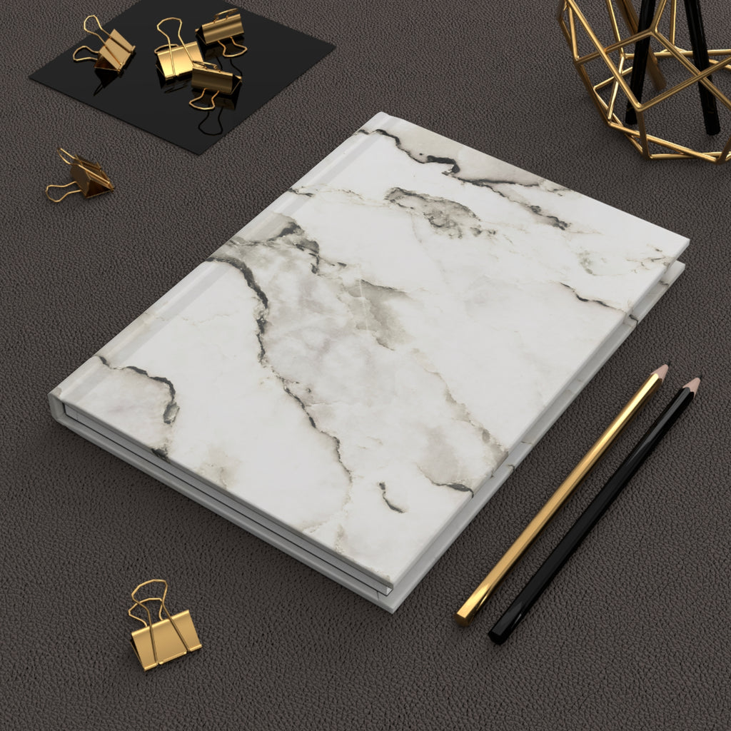 Marble Hardcover Journal — Matte White Stone Notebook